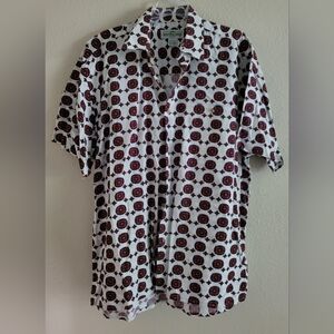 Feldini Sz Large Geometric Pattern Button Up Shirt